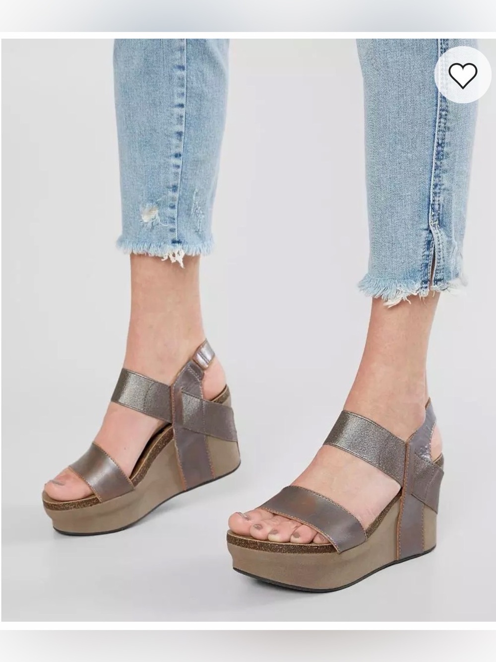 OTBT Women's Bushnell Wedge Sz 7M in Pewter/Bronze Leather